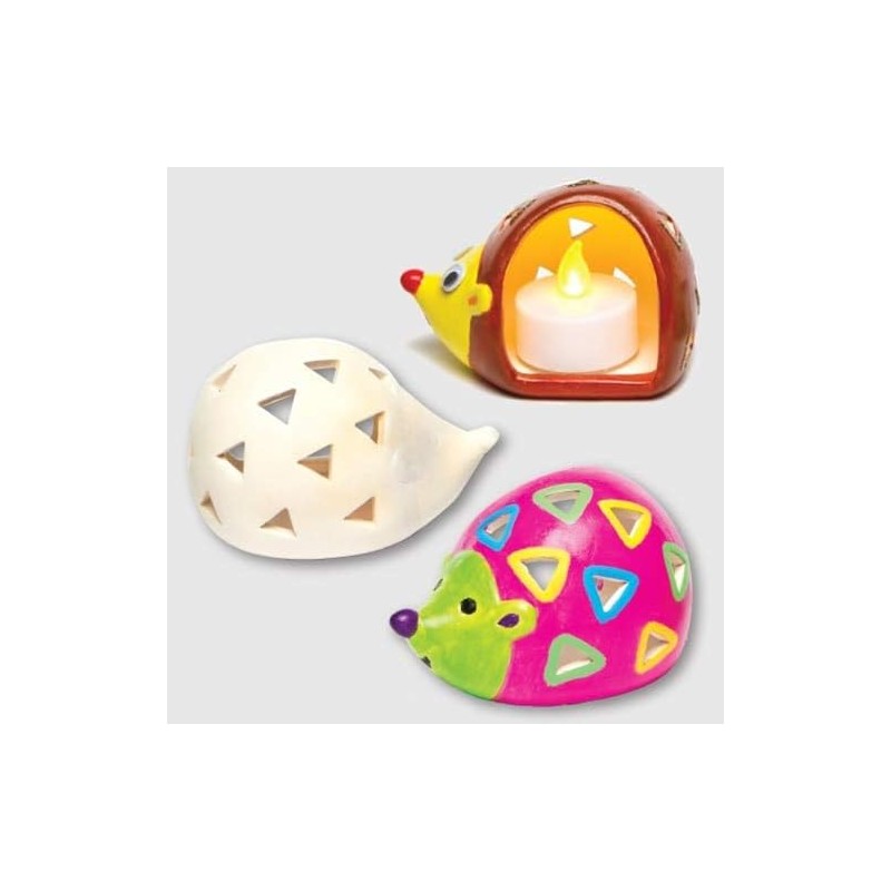 Baker Ross AF713 Hedgehog Ceramic Tealight Holders (Box of 4),