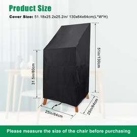 Windspeed Garden Chair Cover, 420D Oxford Garden Stacking Chair Covers, Waterproof Patio Chair Covers for Outdoor High Back Chair Covers(130x64x64cm)
