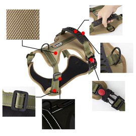 LUVMOJO Tactical Dog Harness and Leash Set for Extra Large Dogs, No Pull Heavy Duty Pet Vest Collar with Handle, Reflective Walking Harnesses with Leashes, Anti Escape Chest Collars for Puppy XL