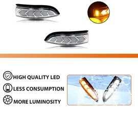 ADIIL Clear Dual Colors White/Amber Side Mirror Indicator Lights Sequential LED Dynamic Turn Signal Lights For 2013-2018 Toyota Avalon，2014-2019 Toyota Corolla，2012-2019 Toyota Prius C