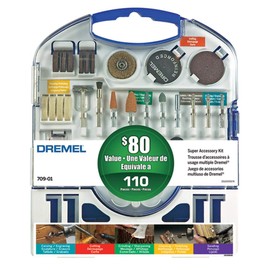 Dremel 709-02 110-Pieces All-Purpose Rotary Tool Accessory Kit- Includes a Carving Bit, Sanding Drums, Grinding Stones, Cutting Discs, and a Storage Case, Gray