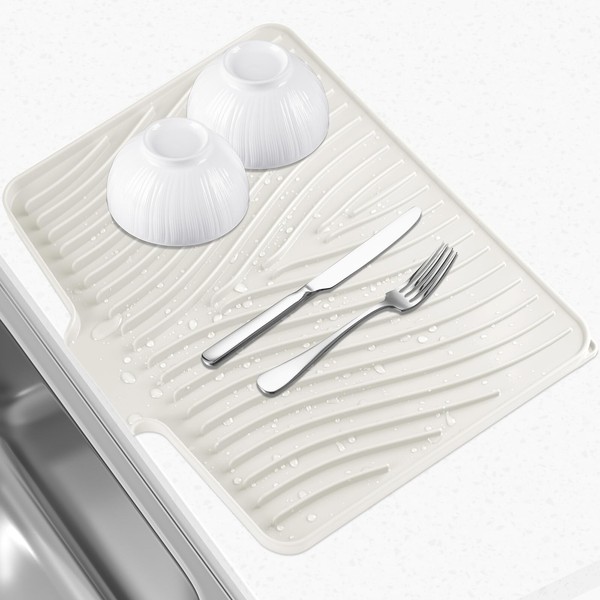 Dish Drying Mat Silicone Dish Drying Mat with Built-In Drainage