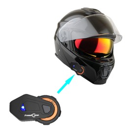 Martian Motorcycle Modular Full Face Helmet Flip up Dual Visor Sun Shield + Motorcycle Bluetooth Headset: HG362 Glossy Black