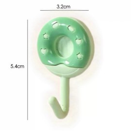KZhuim Doughnut Shaped Wall Hooks 5-Pack - 6 Color Set Options, No Drill Adhesive Hangers for Home Organization (ABS, 3.3lbs Capacity) (Green)