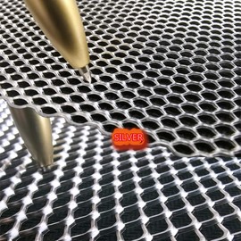 Silver Universal 40"x13" Car Grill Mesh - Aluminum Alloy Automotive Grille Insert Bumper Rhombic Hole (3x6mm)