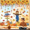 decalmile Thanksgiving Fall Double Sided Window Clings Sunflower Scarecrow Pumpkin