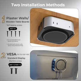 VVGAOGES Underdesk Mount for Mac Mini M4/M4 Pro 2024, Aluminium Wall Mount with VESA Compatibility, Metal Stand for Table Mounting (Black)