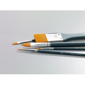 Winsor & Newton, Wood, Watercolor Paint Brush, 3er Set-Rundpinse Nr. 3, Flachpinsel Nr.1, 2,kurzer Stiel