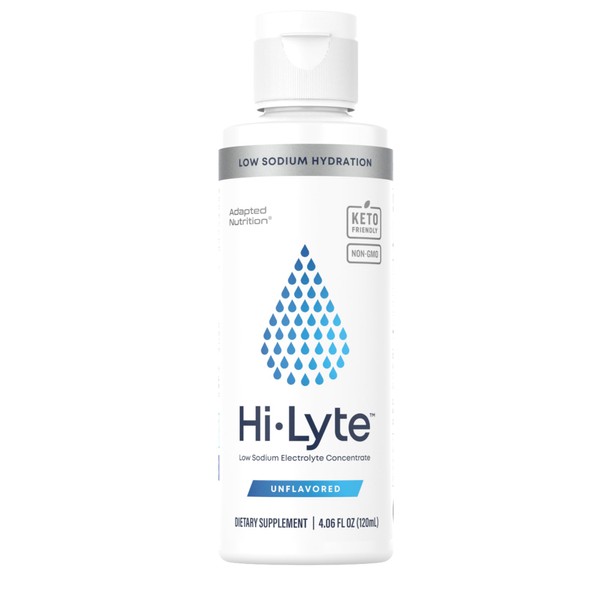Hi-Lyte Low Sodium Liquid Electrolyte Supplement for Immune Support, Rapid Hydration | Clean Trace Minerals Alternative | Magnesium, Potassium, Zinc | Unflavored Mineral Taste | 48 Servings