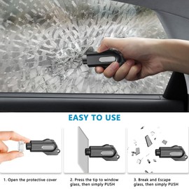 FIBOUND Pack of 2 Car Window Breaker, Car Emergency Window Glass Breaker, Seat Belt Cutter, Car Window Breaker Emergency Tool, Glass Breaker, Easy and Quick to Use (Black)