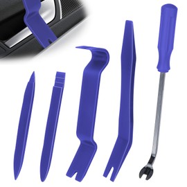 BFXM 5PCS Auto Trim Removal Tool kit, Car Accessories Clip Pry Tools Kit No Scratch Plastic, Car Door Panel Rivet Pliers Tool Kit, Interior Fastener Puller Remover Body Repair Set for Car (Blue)