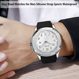SKMEI Watches for Men Silicone Easy Read Waterproof Sport Casual Fashion Analog Quartz Luminous Fathers Gifts Black White Wrist Watch