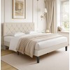VECELO Queen Size Bed Frame with Button Tufted Headboard, Upholstered