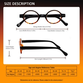 JOSCHOO 5 Pack Retro Round Reading Glasses Mini Small Comfortable Readers for Women Men (5 Mix-2, 0.5)