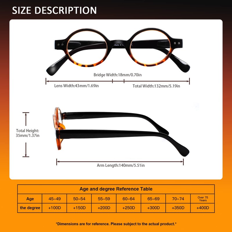 JOSCHOO 5 Pack Retro Round Reading Glasses Mini Small Comfortable