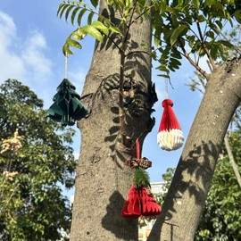 Joaecosmhui Honeycomb Christmas Tree Origami, Christmas Decoration, Red and White Santa Pendants, Foldable DIY Christmas Tree Table Decoration (Set of 6 Pieces - G)