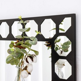 Chende 28'x40'' Black Decorative Mirror, Large Wall Mirror for Decor with Metal Frame, Unique Bathroom Mirror for Wall, Hang Horizontally or Vertically