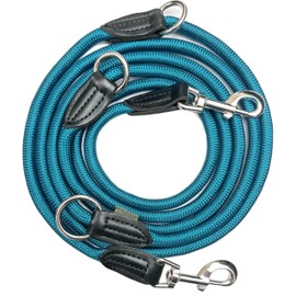 Leisegrün Dog Lead 3 m Adjustable for Large and Medium Dogs Paracord Lead & Neck Lead Nylon Double Lead with 2 Carabiners 3 m Long x 11 mm Petrol Blue