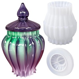 SHOSKY Jar Resin Mold with Lid, Candle Holder Molds, Jewelry Storage Box Silicone Mold for Resin, DIY Molds for Jar, Storage Bottle, Jewelry Candy Container, Flower Pot, Home Decoration Gifts