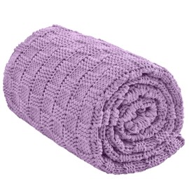 Wellfeel Knitted Weighted Blanket for Adult, No Beads Heavy Blanket 50” x 60'' 7lbs, Breathable Chunky Knit Blanket, Cooling Weighted Blanket for Hot Sleepers, Christmas Home Decor (Lilac)