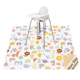 Baby Splat Mat for Under High Chair and Arts and Crafts, 51" Waterproof Wipeable Floor Protector, Anti-Slip Washable Splash Mat