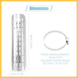 REPAIROCK 1 Set Universal Motorcycle Exhaust Heat Shield Chrome Exhaust Pipe Heat Insulation Shield Muffler Guard with 20-70mm Clamps Silver Tone Auto Replacement Parts