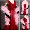 QIBZI Boas Decorative Feather Strips, Rose Red Turkey Feather Strips,