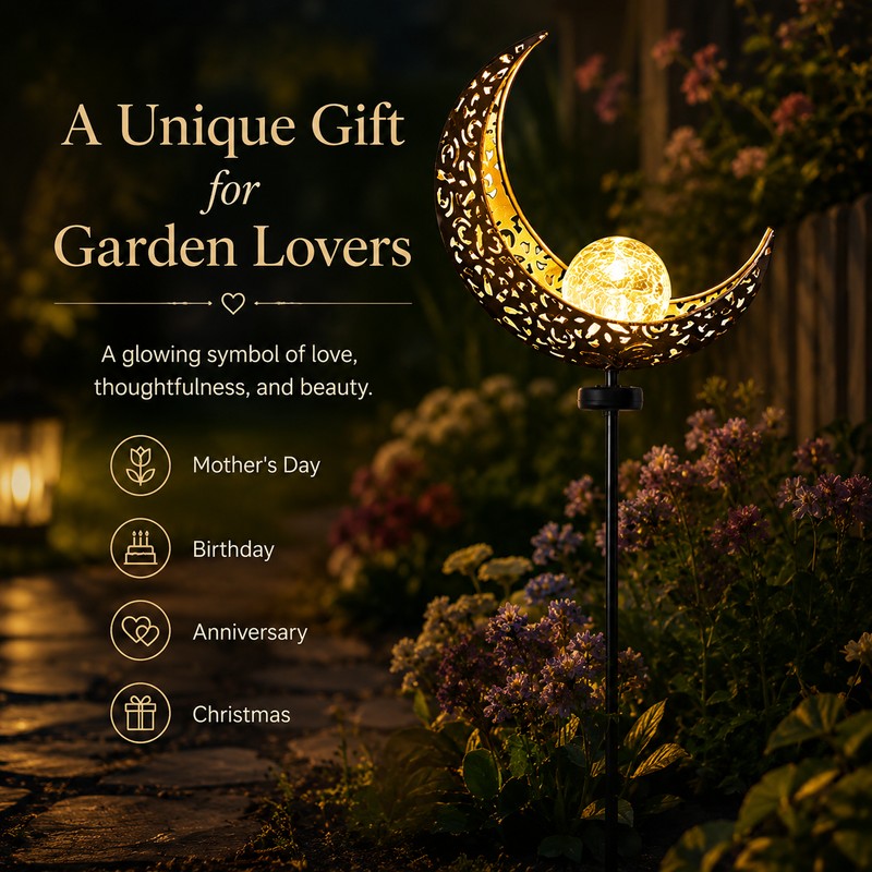 Solar Garden Light for Outdoor Decor – Moon Fairy Crackle