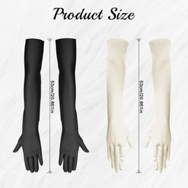 FAINCA Pack of 2 Women's Long Gloves, Prom Gloves, Long Gloves, Women's Long, Opera Party Long Gloves, Women's Elegant Gloves for Stage Show, Fancy Dress, Theme Party, Black/skin colour