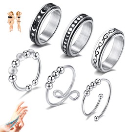 To My Daughter Ring Fidget Ring for Women Daughter Gift from Mom Anxiety Relief Ring Beads Adjustable Open Ring for Girls