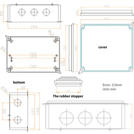 MAKERELE ABS Plastic Electrical Box IP65 Plastic Waterproof Dustproof Junction Box Electrical Enclosure White 7.9”×6.1”×3.1”inch(200×155×80mm)