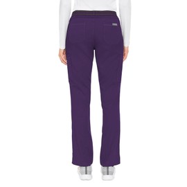 Med Couture Women's Yoga Pull-On Pant with 7 Pockets Ultra-Soft Rib-Knit Waistband and 2-Way Stretch Technology - MC7739, Eggplant, Medium