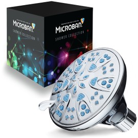 AquaDance 5504 Antimicrobial – Anti-Clog High-Pressure 6-Setting Head with Microban Nozzle Protection from Growth of Mold, Mildew & Bacteria for Stronger Shower 4", Aqua Blue Jets – 1.8 GPM