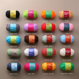 Mooaske 3 Pack (3 x 50g) Crochet Yarn with Crochet Hook - Worsted Medium Yarn for Crocheting - Easy-to-See Stitches Cotton-Nylon Blend Beginner Knitting Yarn for Adults and Kids