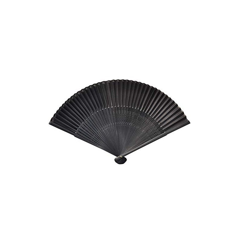 Men's owner in Silky short Fabric Hand Fan Black