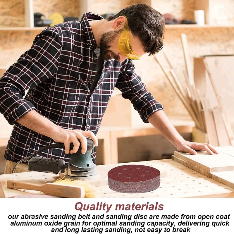 STEBRUAM 150mm Sanding Discs 120 Grits 50PCS,Hook and Loop Sandpaper