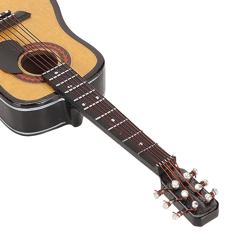 Miniature Wooden Guitar Model Exquisite Realistic Mini Musical Ornaments with