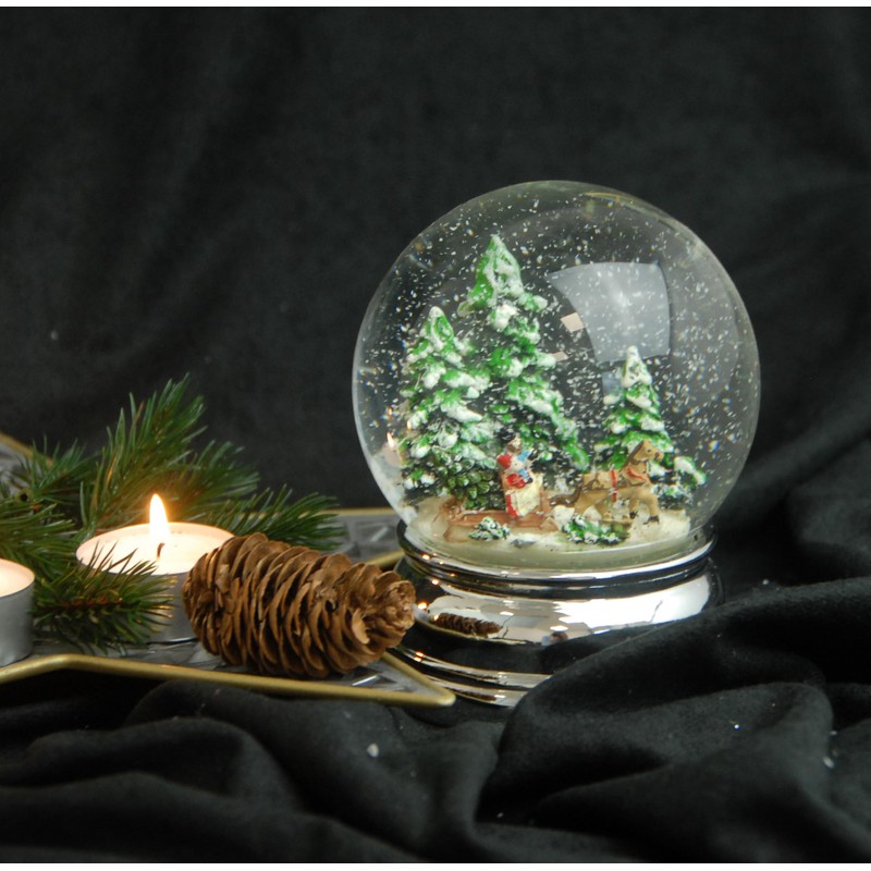 Minium Collection Glamour Line 20139 Snow Globe Sleigh Ride Silver
