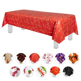 Grandipity Valentine's Day Tablecloth Rectangle (12 Pack) Heart Decor Premium Disposable Plastic Tablecloth 54 Inch x 108 Inch Rectangle Table Cover - Valentines Day Decorations & Valentines Day Decor
