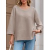 Tankaneo Women's Oversized Sweaters Casual 3/4 Long Sleeve Crewneck Ribbed