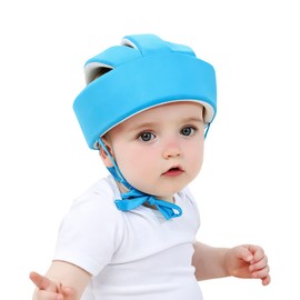 Baby Protective Helmet Toddler Anti-Fall Harnesses Cap with Chin Strap Infant Adjustable Headguard Breathable Head Cushion Bumper Bonnet for Aged 0-3 Years Old Learning to Walk Craw Stand (Lake Blue)