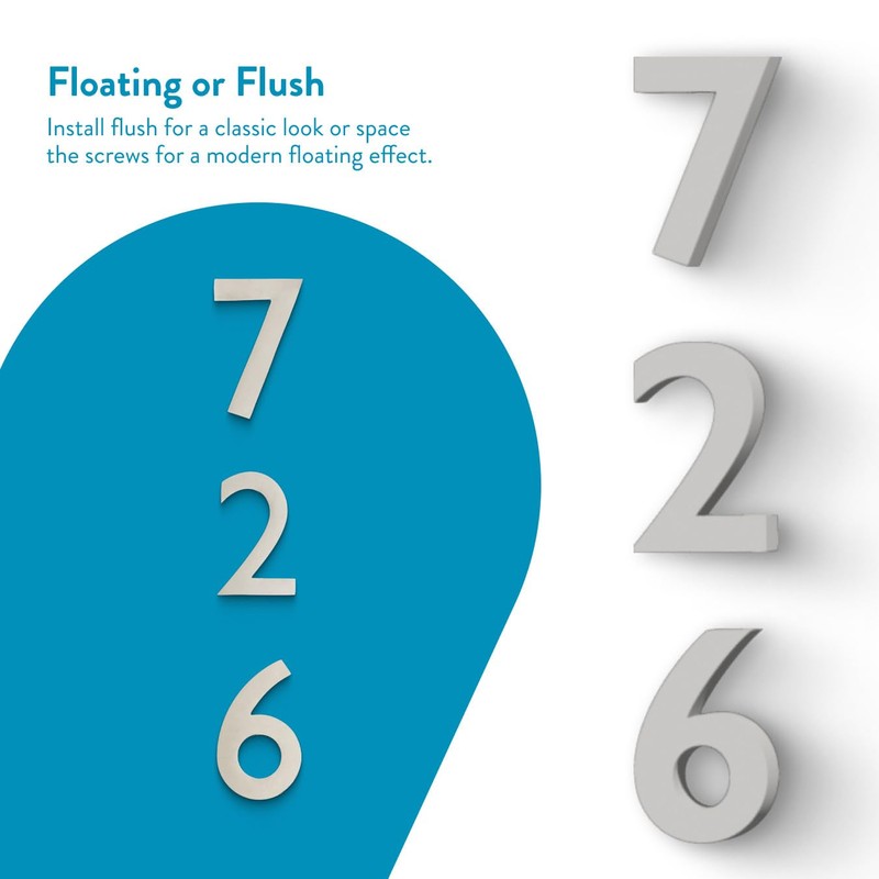 Architectural Mailboxes 3582SN-2 4 inch Solid Brass Floating House Number,