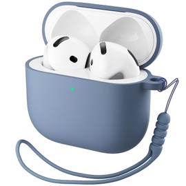 ORNARTO for AirPods 4 Case, Soft Silicone Full Protective Cover with LED Visible, Compatible with AirPods 4th Generation 2024 - Blue