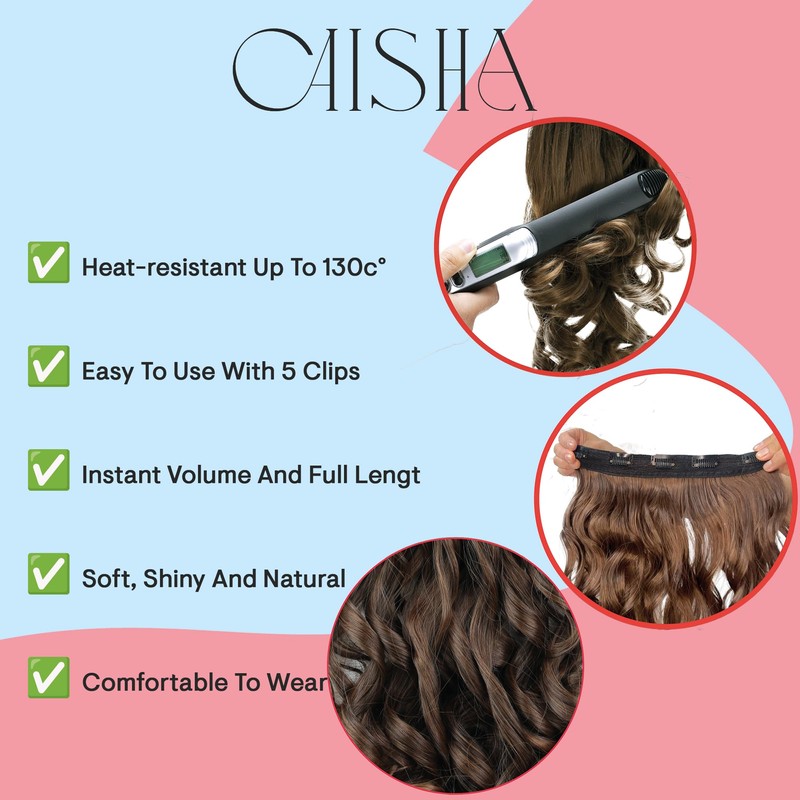CAISHA 22" Clip In Extensions Hair Extensions Hairpiece Wavy Brunette