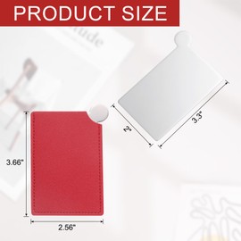 uxcell Small Pocket Mirror for Purse, Stainless Steel Compact Makeup Mirror with Leather Case, Travel Mirror Handheld Mirror for Women, Girls, Purse, Gift (Red, 2.5 x 3.66)