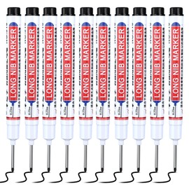 AOZUO Pack of 10 black drill hole markers, deep hole markers, hole markers, long hole markers, marking pen, hole marker, wooden marker, wall marker, glass marker, plastic marker