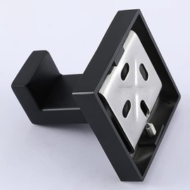 Wall Mount Bathoom Towel Hook, SUS304 Stainless Steel Towel Robe Coat Anti-Rust Clothes Hook Heavy Duty Holder for Bath Kitchen Bedroom Garage Hotel(Square, Matte Black)