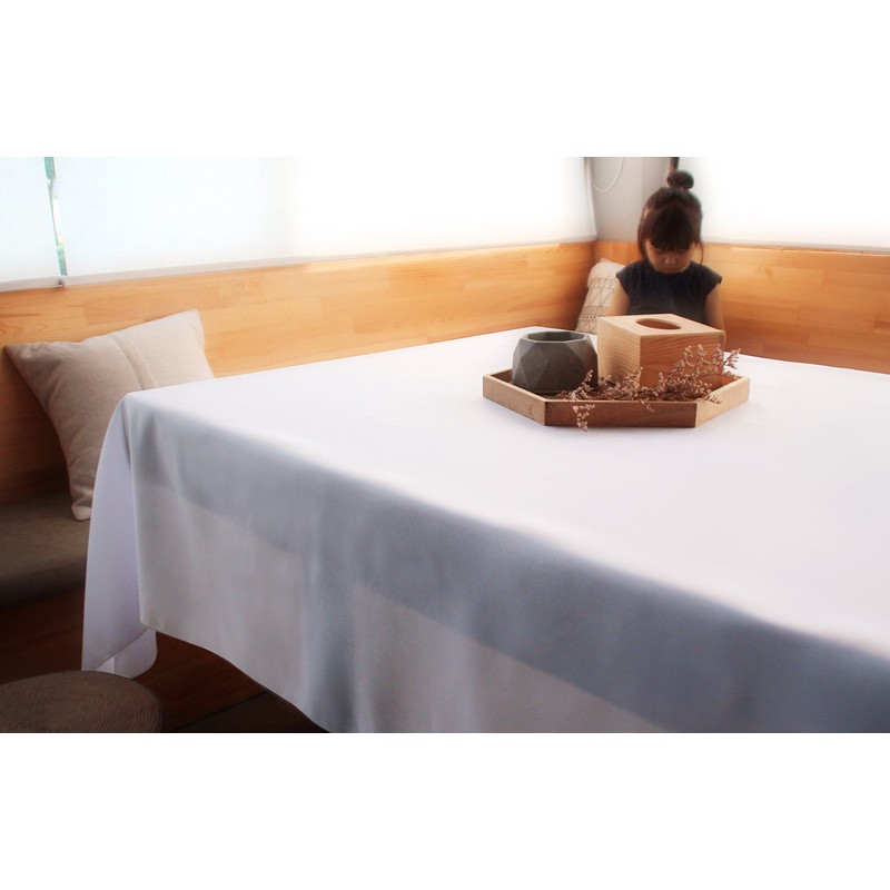 GEFEII Kitchen 54 inch Square Tablecloth Solid Polyester White Tablecloths
