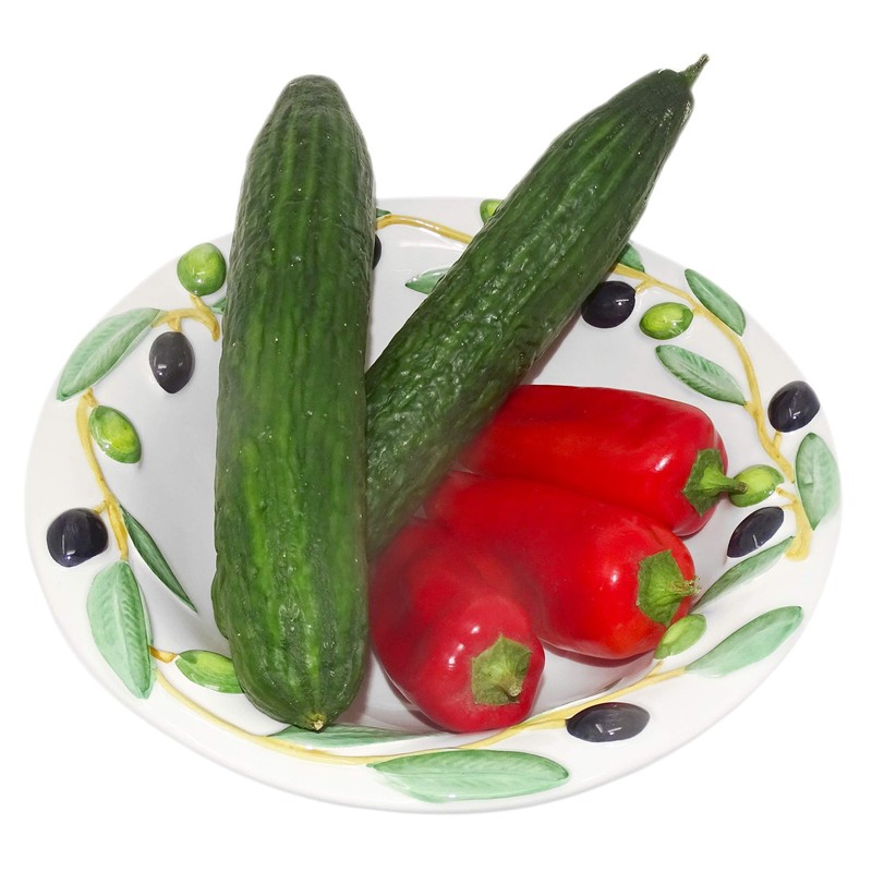 Lashuma Handmade Ceramic Round Serving Bowl Italian Ceramic Olive Design