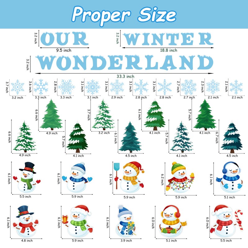 Haooryx 83Pcs Christmas Winter Snowmen Bulletin Board Set Classroom Decoration,